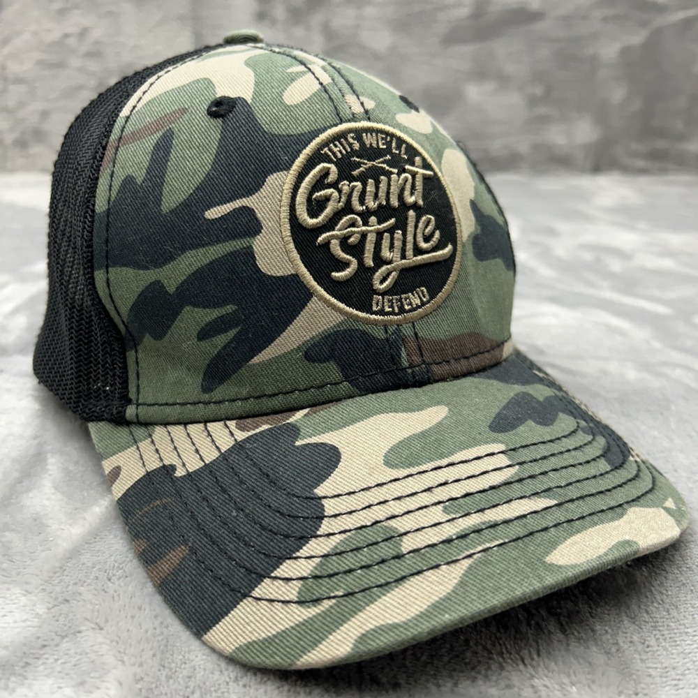 Mens Grunt Style Camouflage This We'll Defend  Mesh Trucker Hat SnapBack Country